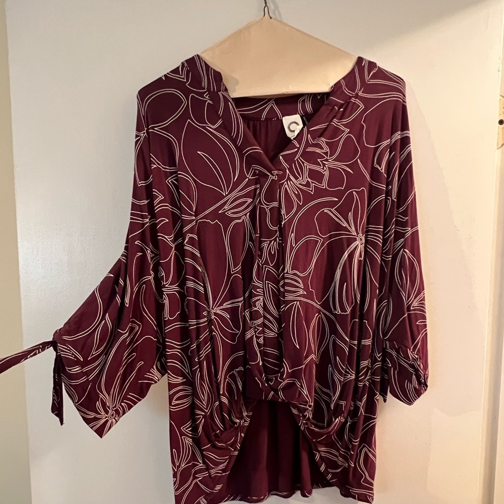 Eggplant floral flowy top